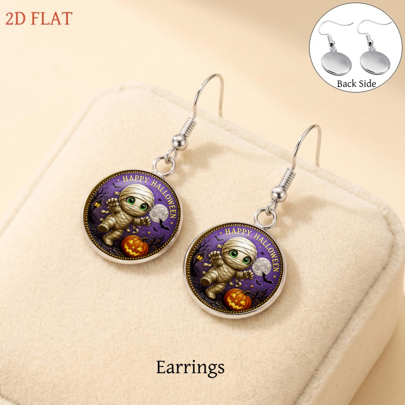 5pc Mummy-Themed Halloween Jewelry Set, Necklace & Earrings