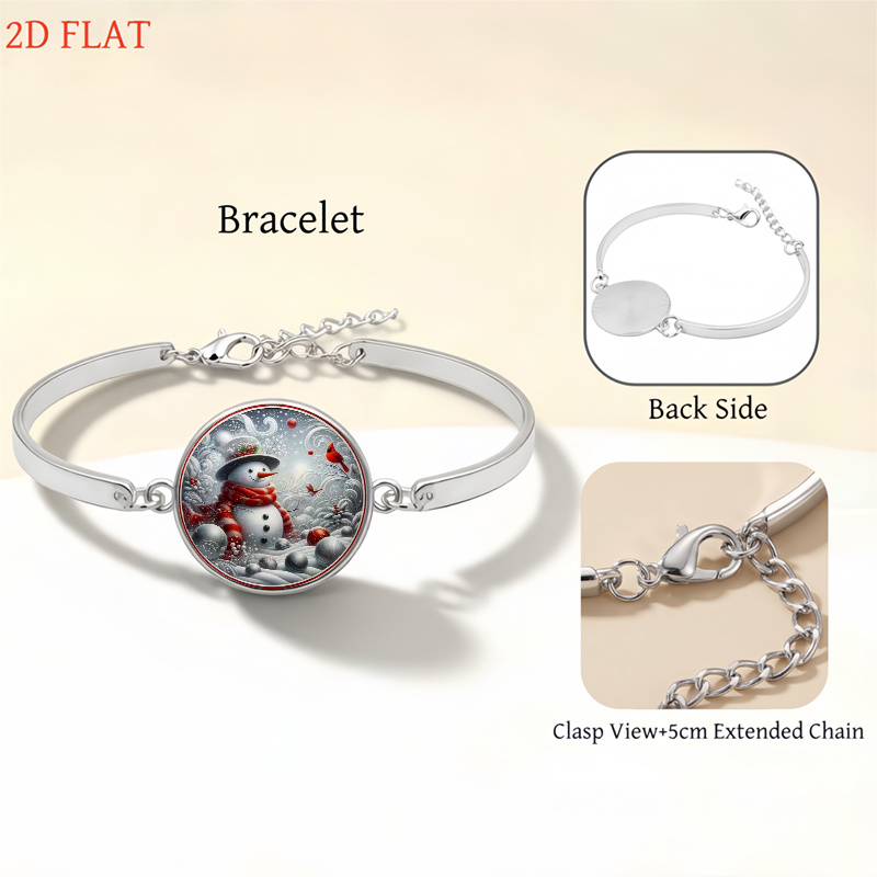 5pc Christmas Snowman & Cardinal Bird Jewelry Set