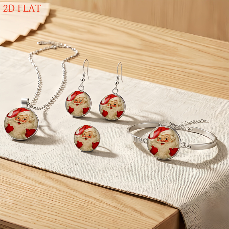 5pc Christmas Santa Claus Ladies Jewelry Set