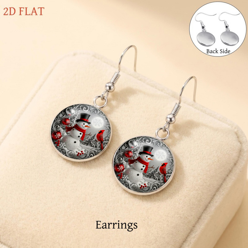 5pcs Christmas Snowman and Cardinal Bird Jewelry Set, Gift