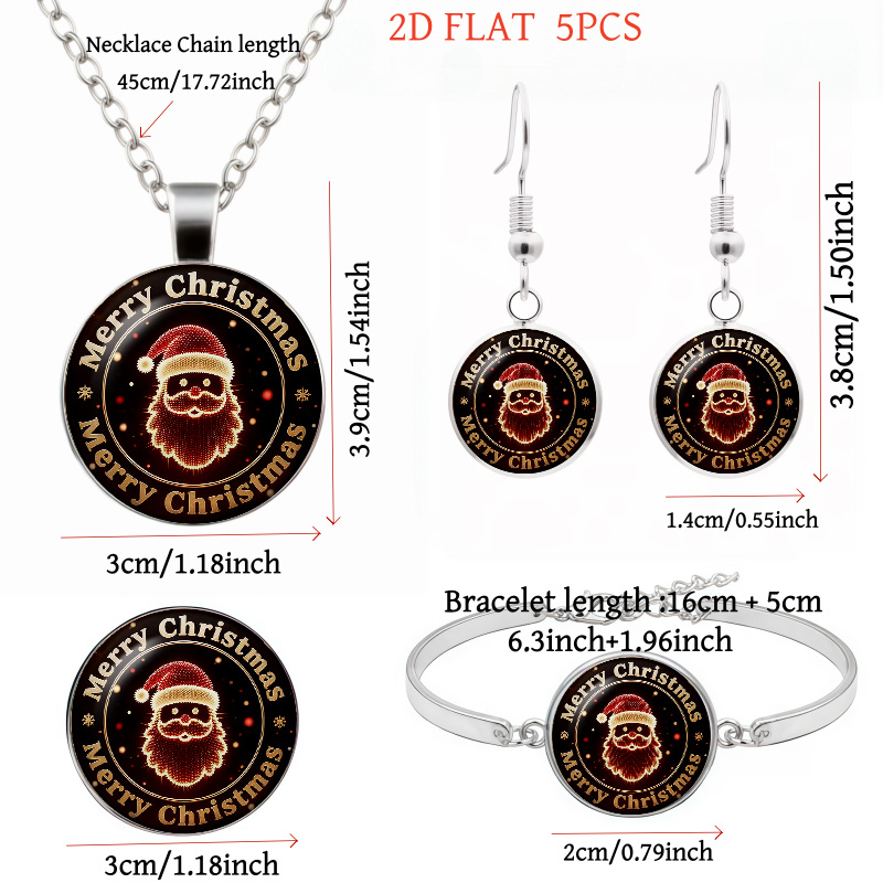 5pc Christmas Santa-Themed Ladies Jewelry Set, Festive Accessories
