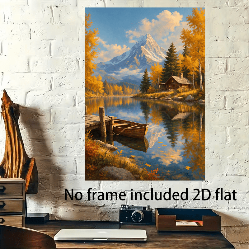 2d flach, 2d flach, 2d flach ungerahmtes herbst berg see   landschaft dekoratives poster wandkunst gemälde   für wohnzimmer schlafzimmer halloween   festliche wand heimdekoration