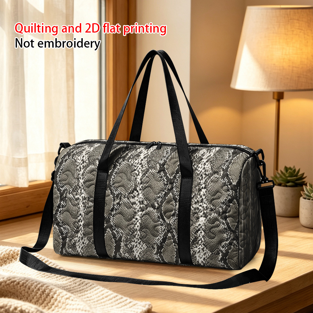 RIDESAY Quilted Snake Scale Travel Bag with Adjustable Strap