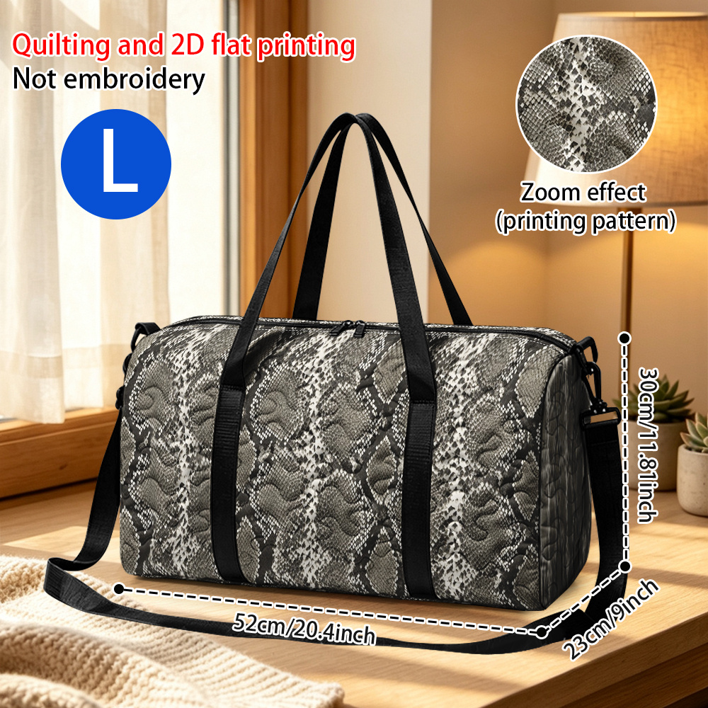RIDESAY Quilted Snake Scale Travel Bag with Adjustable Strap