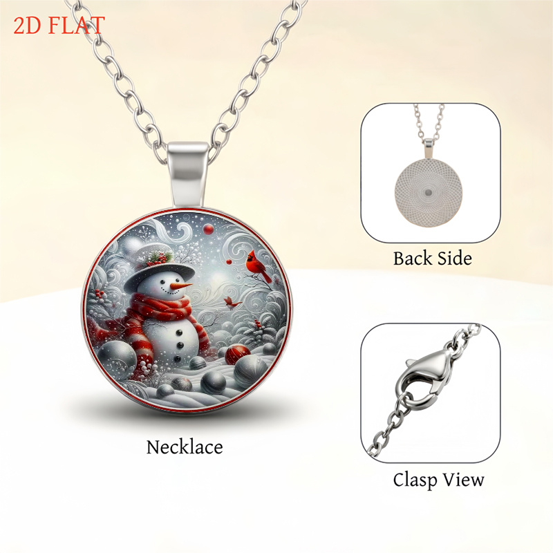 5pc Christmas Snowman & Cardinal Bird Jewelry Set