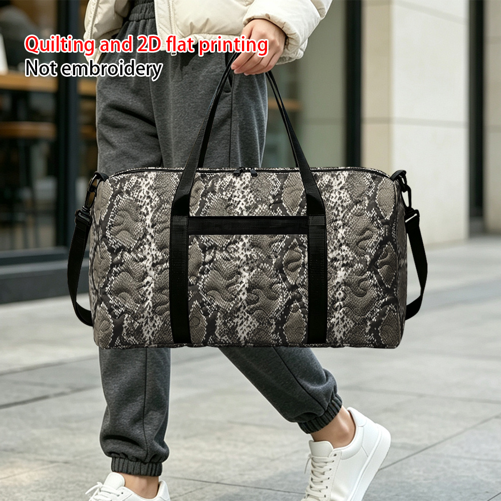 RIDESAY Quilted Snake Scale Travel Bag with Adjustable Strap