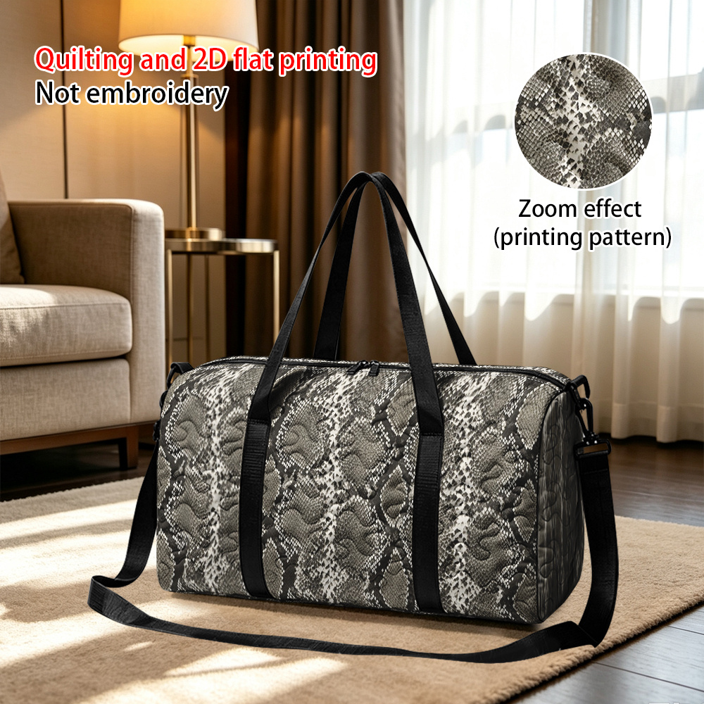 RIDESAY Quilted Snake Scale Travel Bag with Adjustable Strap