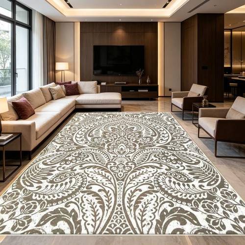 poza articolului 1 buc covor cu model paisley floral, moale și confortabil, ușor de întreținut, lavabil la mașină, covoraș de podea pentru interior, sub masă, stil rustic, potrivit pentru sufragerie, cameră de , bucătărie, dormitor, hol, birou de acasă, decor acasă.
