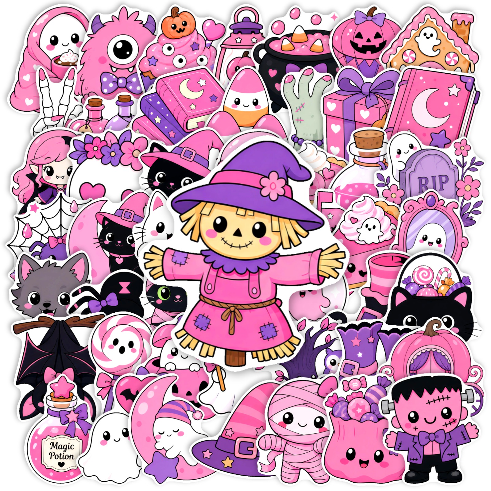 TEMU 50 Stickers Rose Halloween, Idéal pour Scrapbooking, Bouteilles d'Eau, Vélos, Skateboards, Ordinateurs Portables, Coques de Téléphone, Bagages,