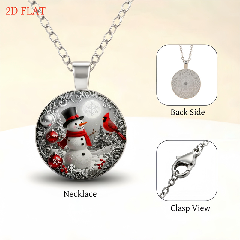 5pcs Christmas Snowman and Cardinal Bird Jewelry Set, Gift