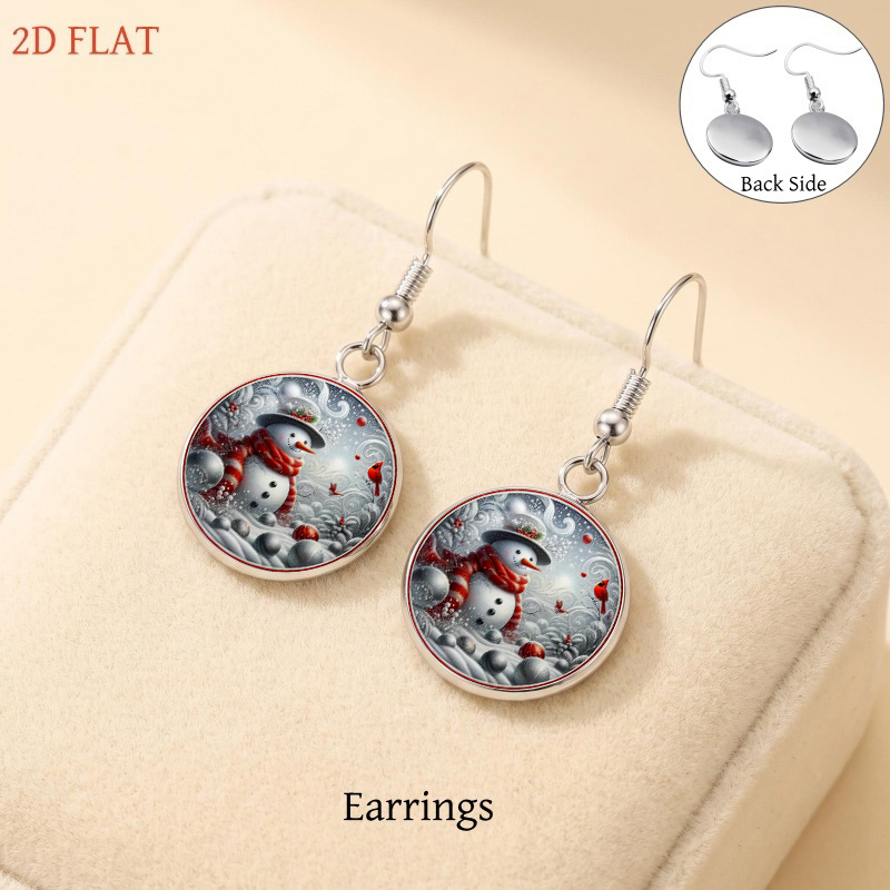 5pc Christmas Snowman & Cardinal Bird Jewelry Set
