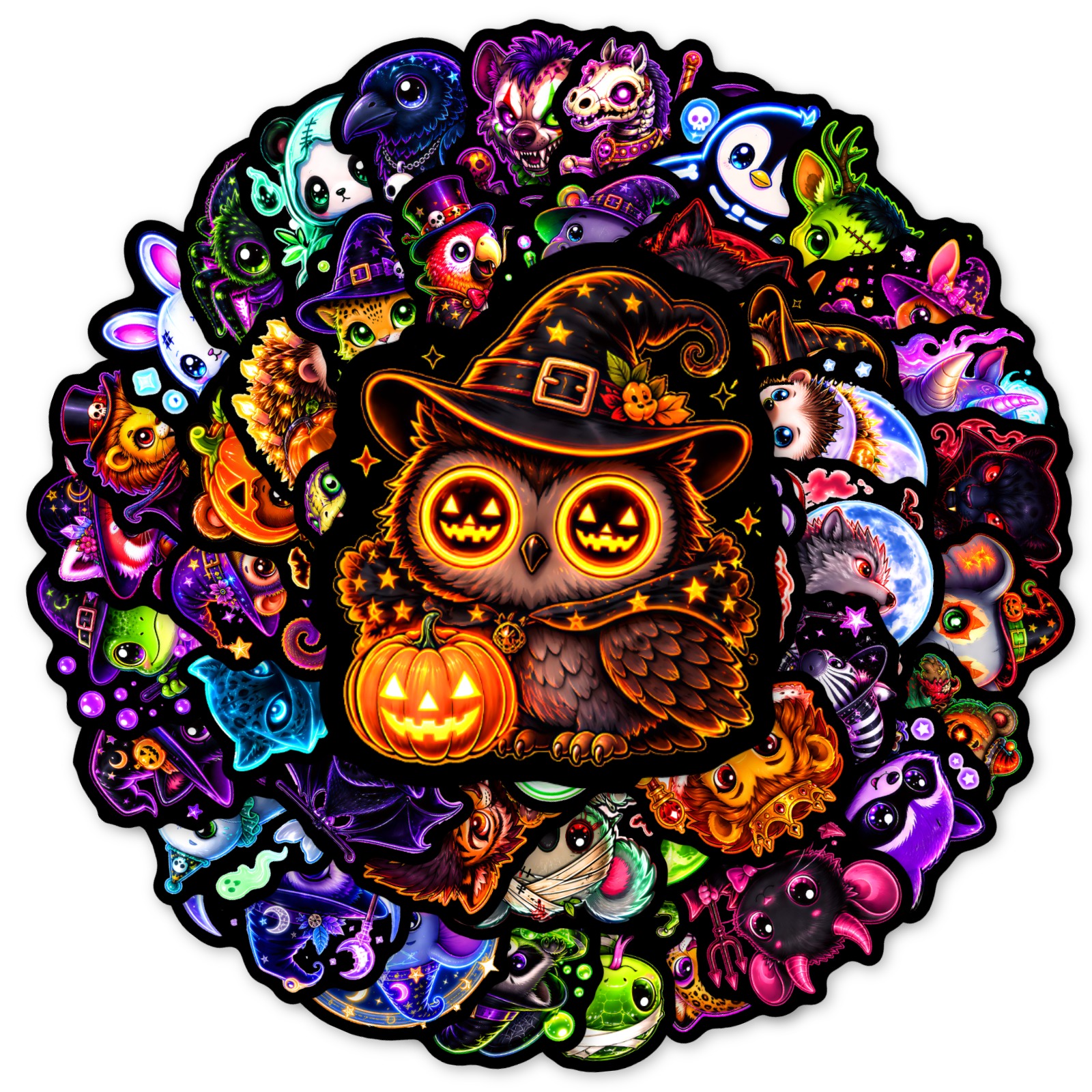 TEMU 50pcs Stickers Idéal Scrapbooking Bouteilles d'Eau Vélos Skateboards Ordinateurs Portables Coques de Téléphone Bagages Cahiers Halloween Thème
