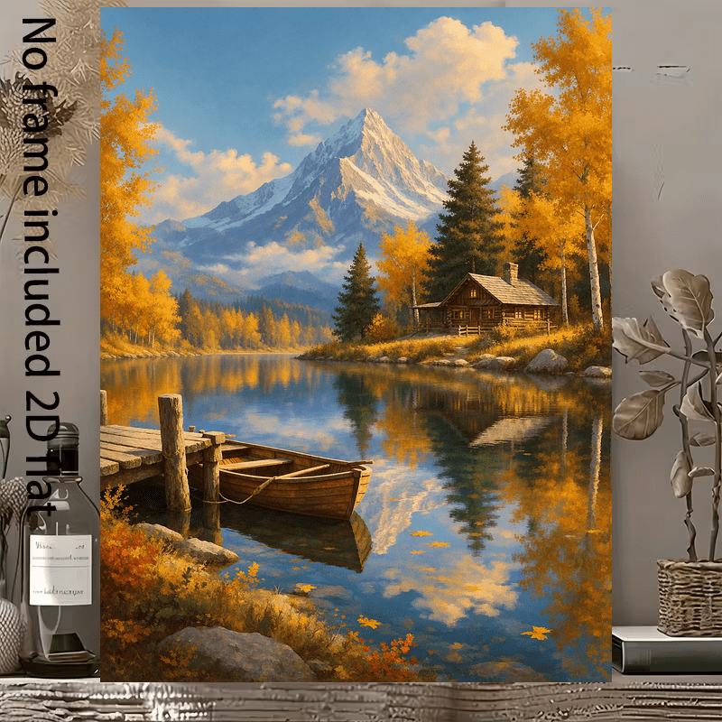 Artikelbild 2d flach, 2d flach, 2d flach ungerahmtes herbst berg see   landschaft dekoratives poster wandkunst gemälde   für wohnzimmer schlafzimmer halloween   festliche wand heimdekoration