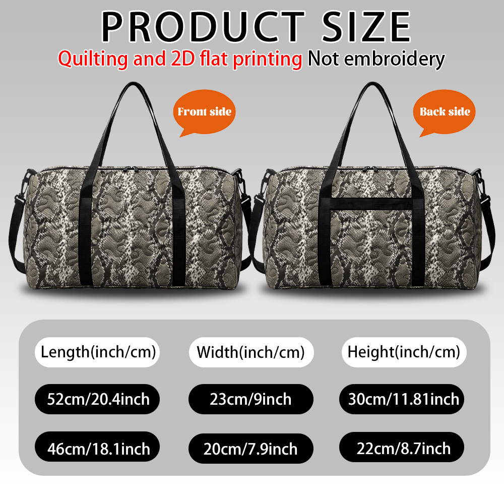 RIDESAY Quilted Snake Scale Travel Bag with Adjustable Strap
