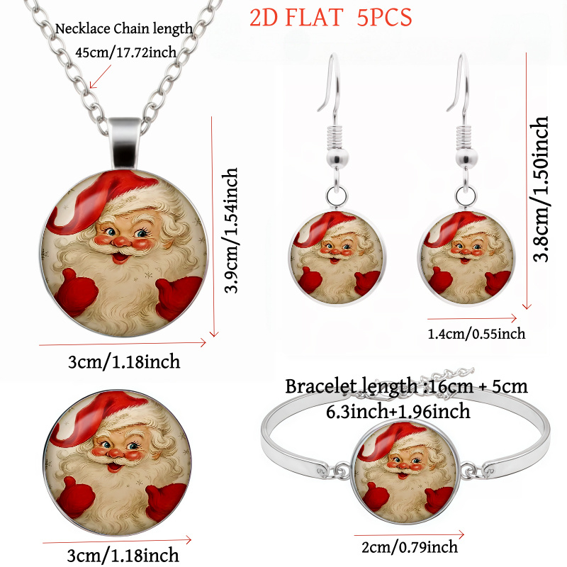 5pc Christmas Santa Claus Ladies Jewelry Set