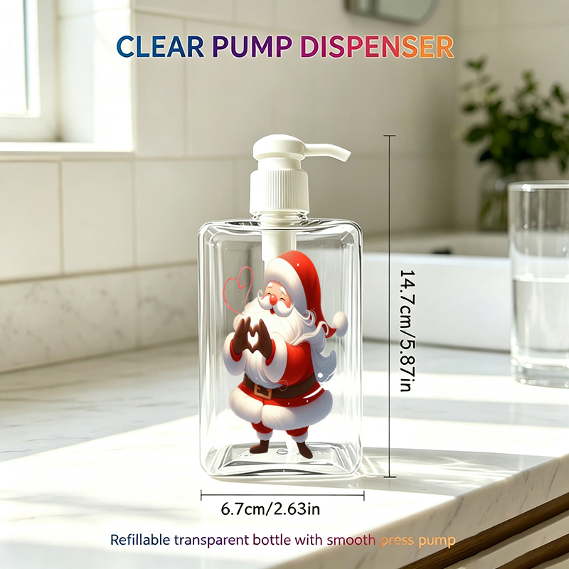 TEMU Decoración Navideña 2D Plana, 1 pieza, Papá Noel con y de Amor, Decoración de de Navidad de 280 ml, Bomba Cosmética Recargable, Adecuada para