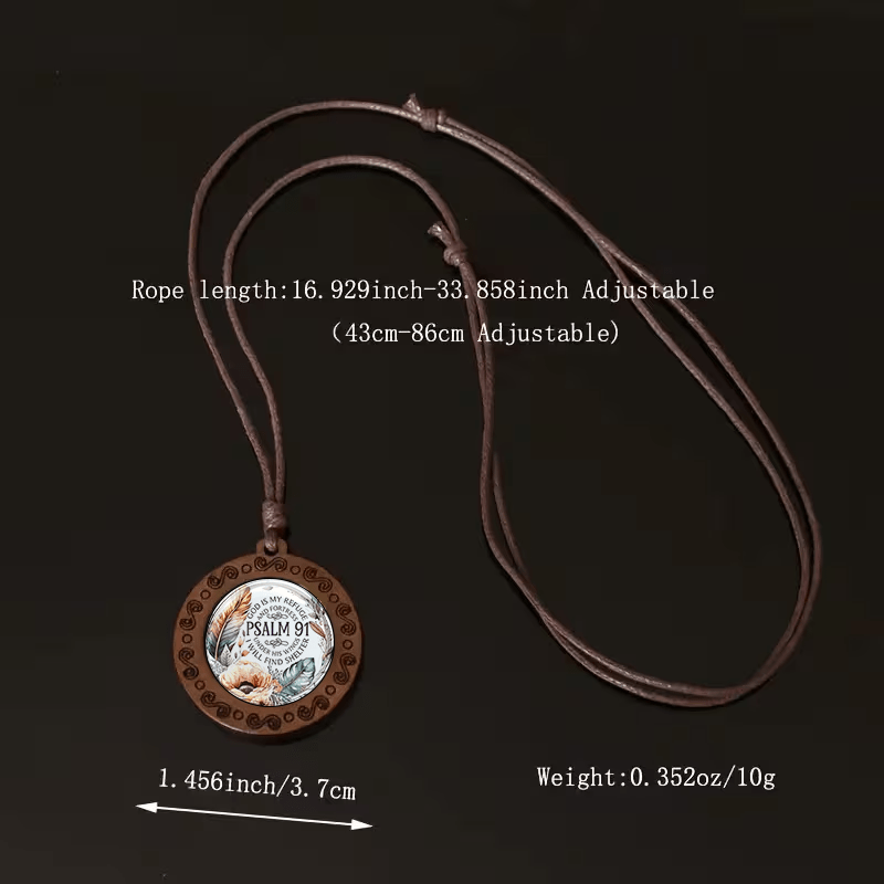 2D Flat Retro Bohemian Poem Printed Necklace, Adjustable