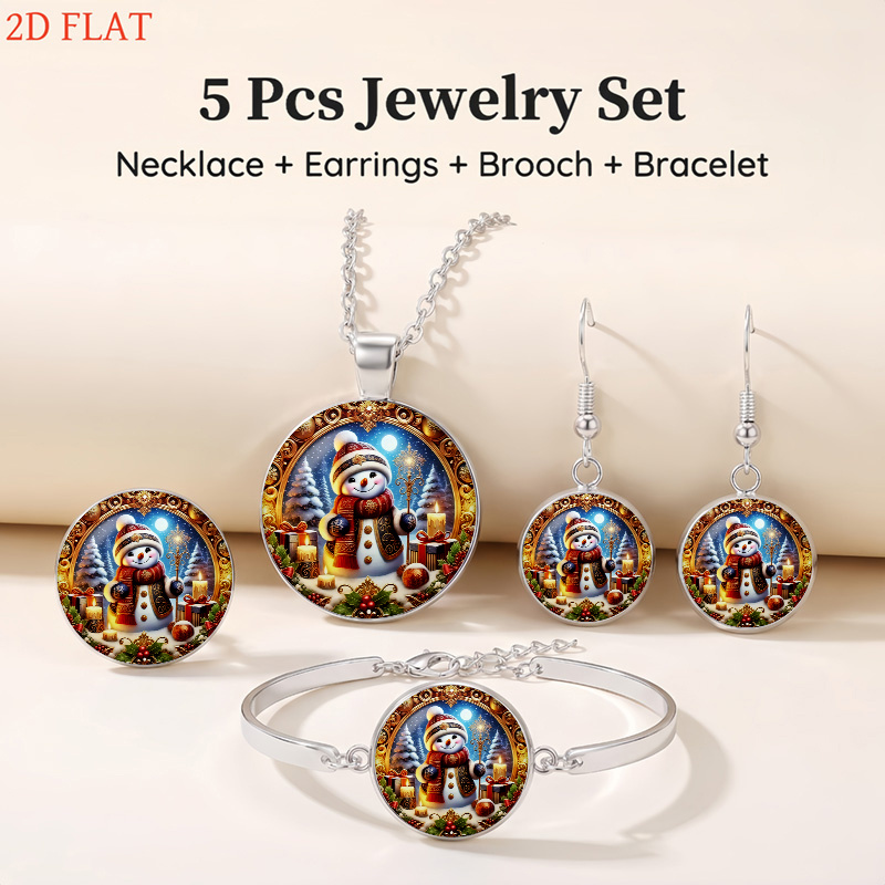 5pc Christmas Snowman-Themed Women's Jewellery Set, Gift Ready