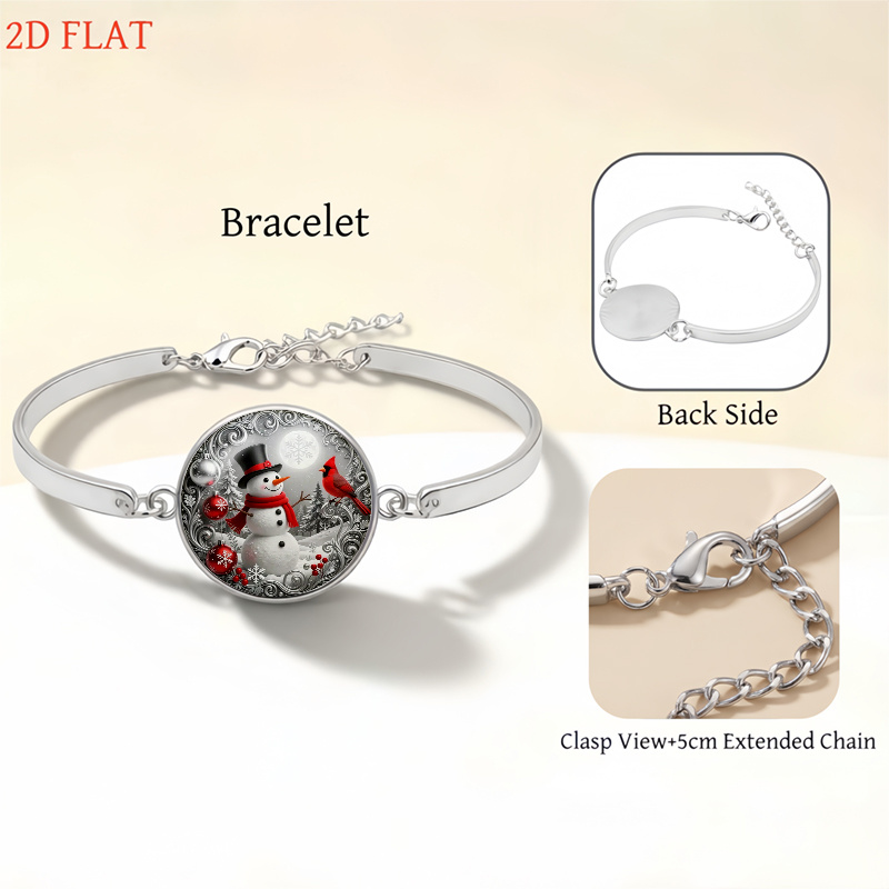 5pcs Christmas Snowman and Cardinal Bird Jewelry Set, Gift
