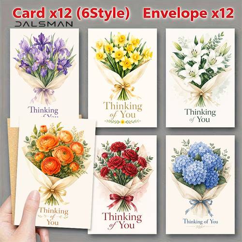 item picture 12 24pcs greeting cards with envelopes floral greeting cards with envelopes for elegant watercolor flower stationery for sympathy encouragement and appreciation