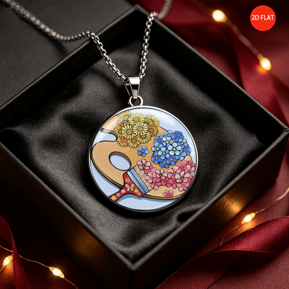 Literary Creative Floral Pattern Necklace, Stainless Steel