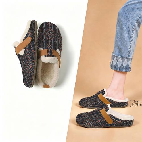 minimalist textured geometric pattern slippers with plush lining versatile for winter casual wear suitable for daily indoor outdoor commuting and as holiday gifts a versatile for autumn and winter