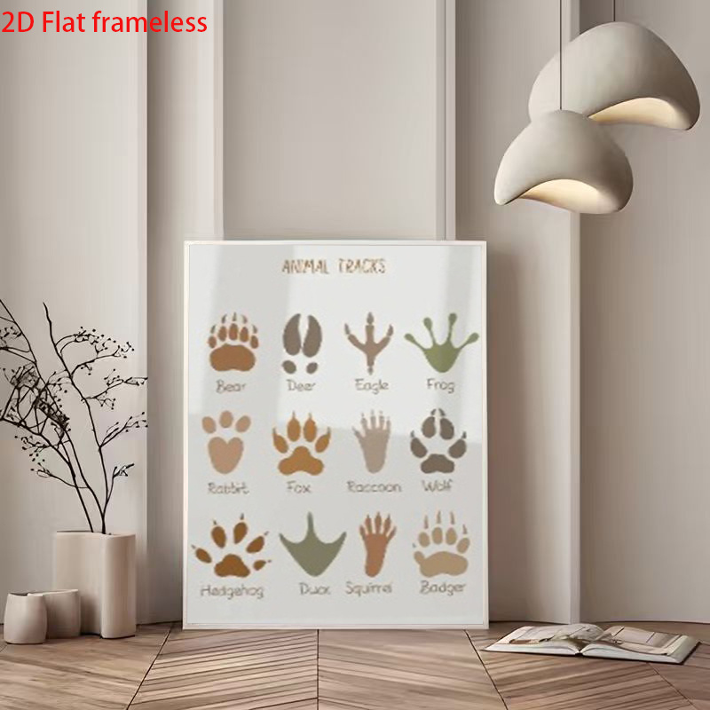 Frameless Canvas Painting - Woodland Animal Footprints