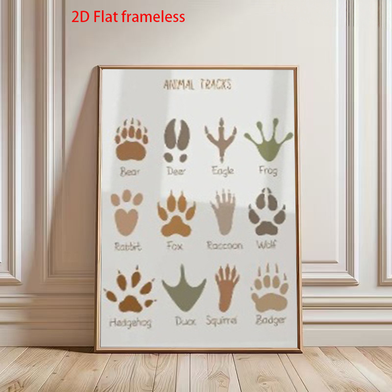 Frameless Canvas Painting - Woodland Animal Footprints