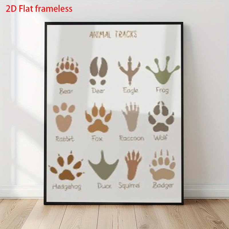 Frameless Canvas Painting - Woodland Animal Footprints