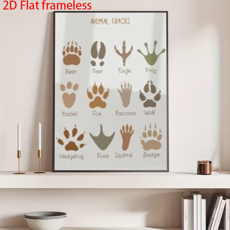 Frameless Canvas Painting - Woodland Animal Footprints