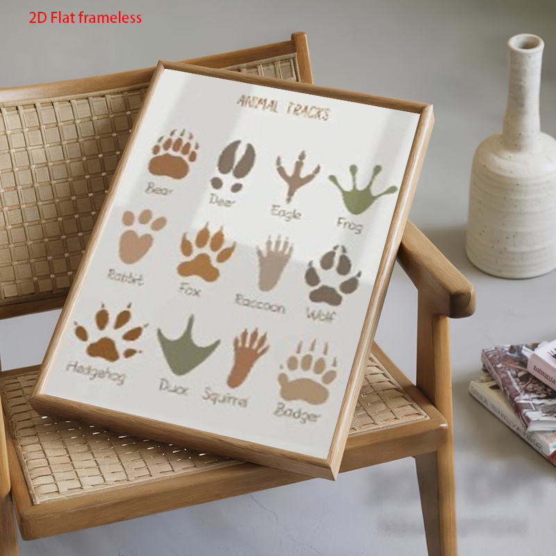 Frameless Canvas Painting - Woodland Animal Footprints