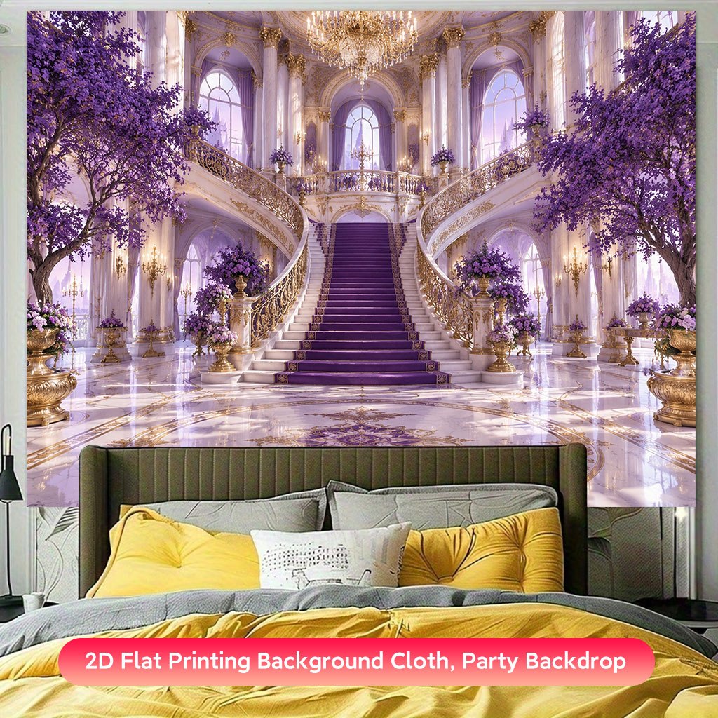 2D Flat Printing Backdrop Banner for Grand Purple Palace Decor