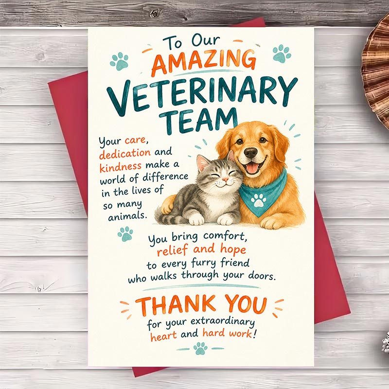 TEMU 1pc Envelope And 1pc Greeting Card Veterinary Team Appreciation Greeting Card Thank You Note For Veterinarians And For Staff Recognition And
