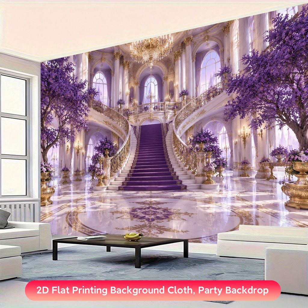 2D Flat Printing Backdrop Banner for Grand Purple Palace Decor