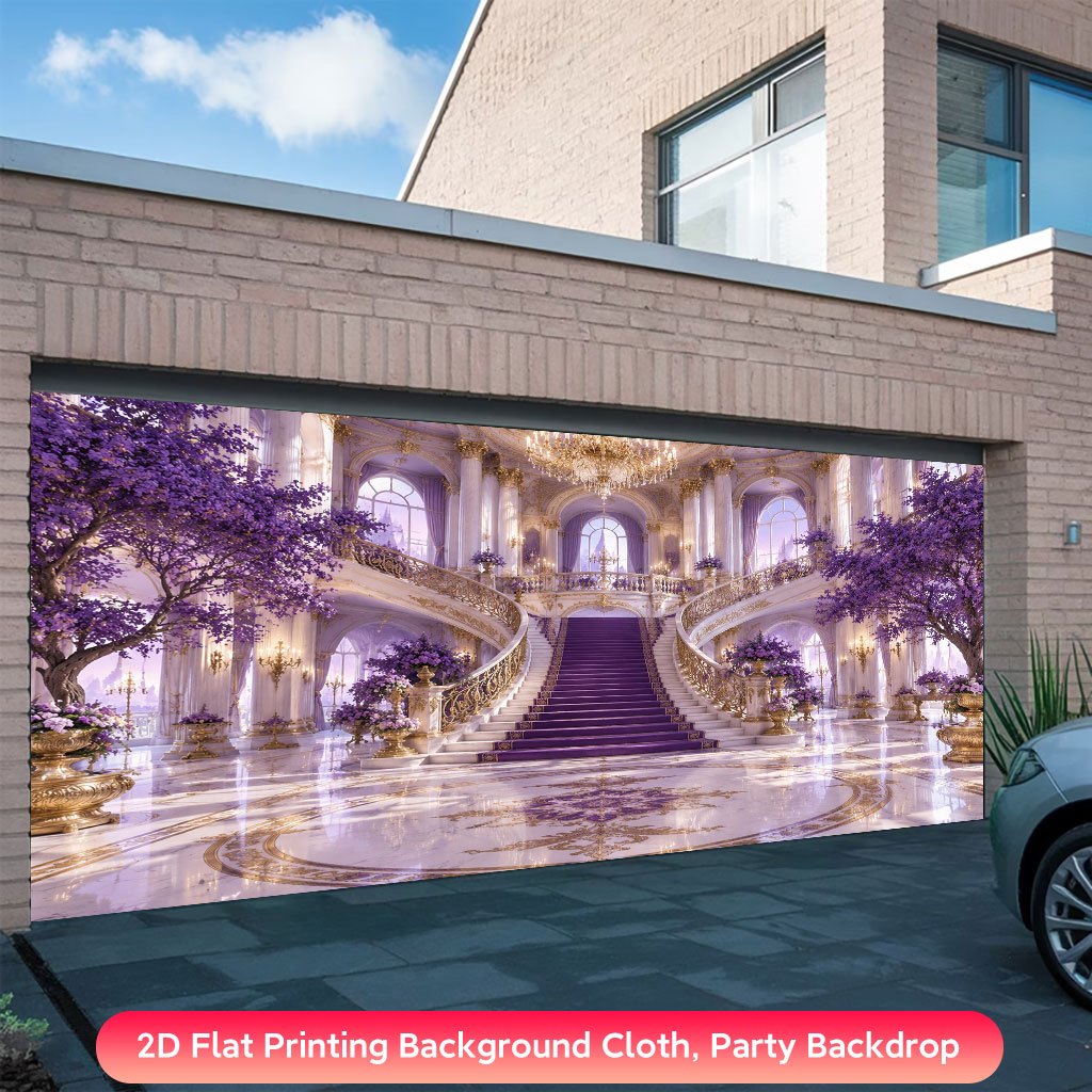 2D Flat Printing Backdrop Banner for Grand Purple Palace Decor