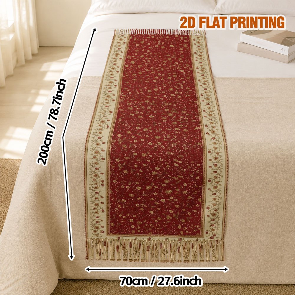 TEMU 1pc 1pcs Burgundy Floral Tassel Scarf Shawl Suitable For & - Vintage Retro Wrap With Burgundy Base & , Machine Washable Shawl For Denim Jackets,