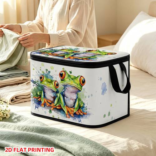 item picture 1pc cute collapsible storage basket with zippered lid soft foldable organizer suitable for laundry clothes storage bin space saving rectangular basket for home car rv dorm container