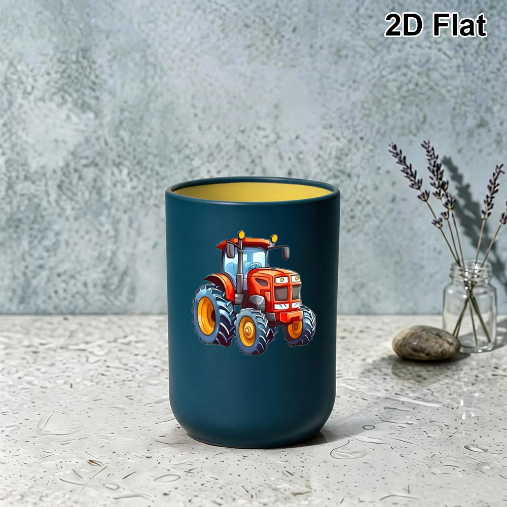 TEMU 1 gobelet 2D plat personnalisable avec motif de tracteur rouge, style dessin plat, idéal pour de bouche, le brossage des dents, le rinçage, le