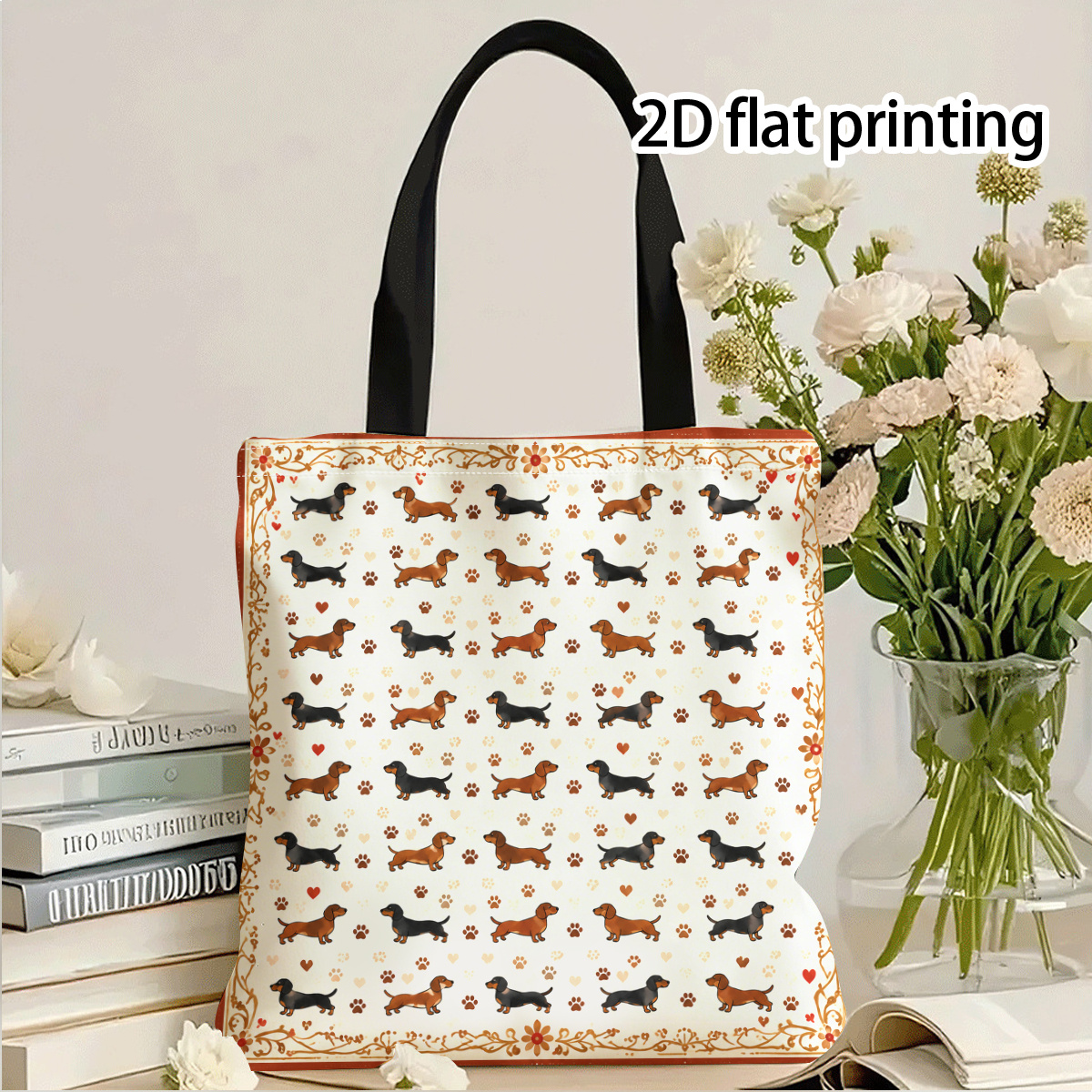 dachshund tote bag sold on Temu United States