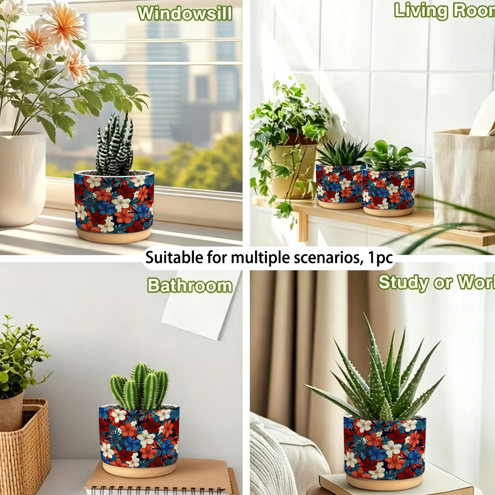 1   keramische vaas geschikt voor binnen/buitengebruik, tropische palm bloempot met afvoergat - ronde tafelplantenbak voor cactussen, kruiden, luchtplanten - modern woondecoratie cadeau voor plantenliefhebbers, tuinieren & jaarrond decoratie