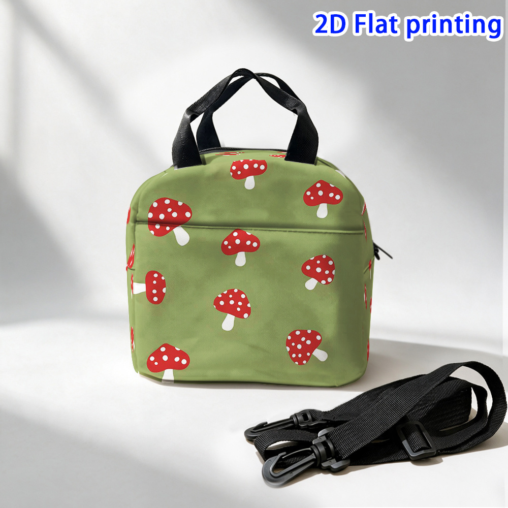 artikel foto 1 stuks, groene paddenstoel   2d platte-print geïsoleerde draagbare herbruikbare koeltas, thermische lunchtas voor outdoor kamperen, picknicks, strand, thuis, restaurants, kantoren, halloween, kerstmis, verjaardagscadeaus, vakantiecadeaus, non-food-contact