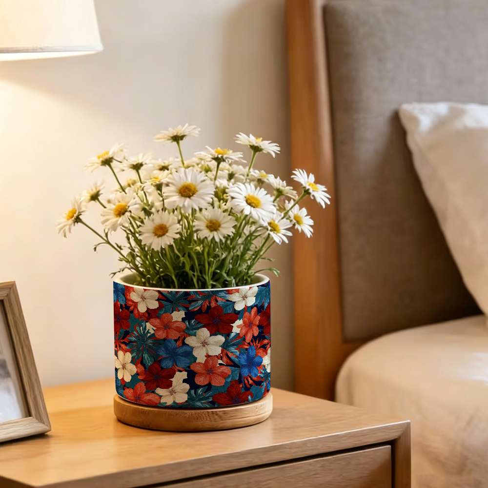 artikel foto 1   keramische vaas geschikt voor binnen/buitengebruik, tropische palm bloempot met afvoergat - ronde tafelplantenbak voor cactussen, kruiden, luchtplanten - modern woondecoratie cadeau voor plantenliefhebbers, tuinieren & jaarrond decoratie