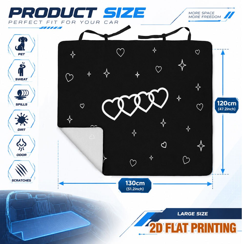 2d flat 1pc valentine minimal heart print car seat cover for pets back seat protector mat   and store suitable for multiple car models   vacation drives long trips   and holiday gifts