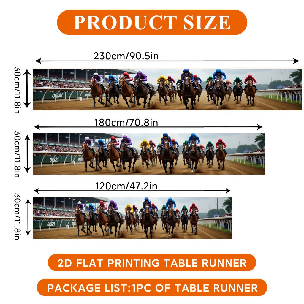 TEMU 2d Flat Printing Table Runner 1pc, Horse Racing Polyester Table Runner, Rectangle Kitchen Table Decor, For Home Party, Cabinet Buffet Entryway