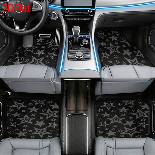 item picture 4pcs set of universal car floor mats featuring shiny patterns car interior decor fashionable luxurious crystal starry decoration suitable for sedans suvs trucks and models pet friendly material
