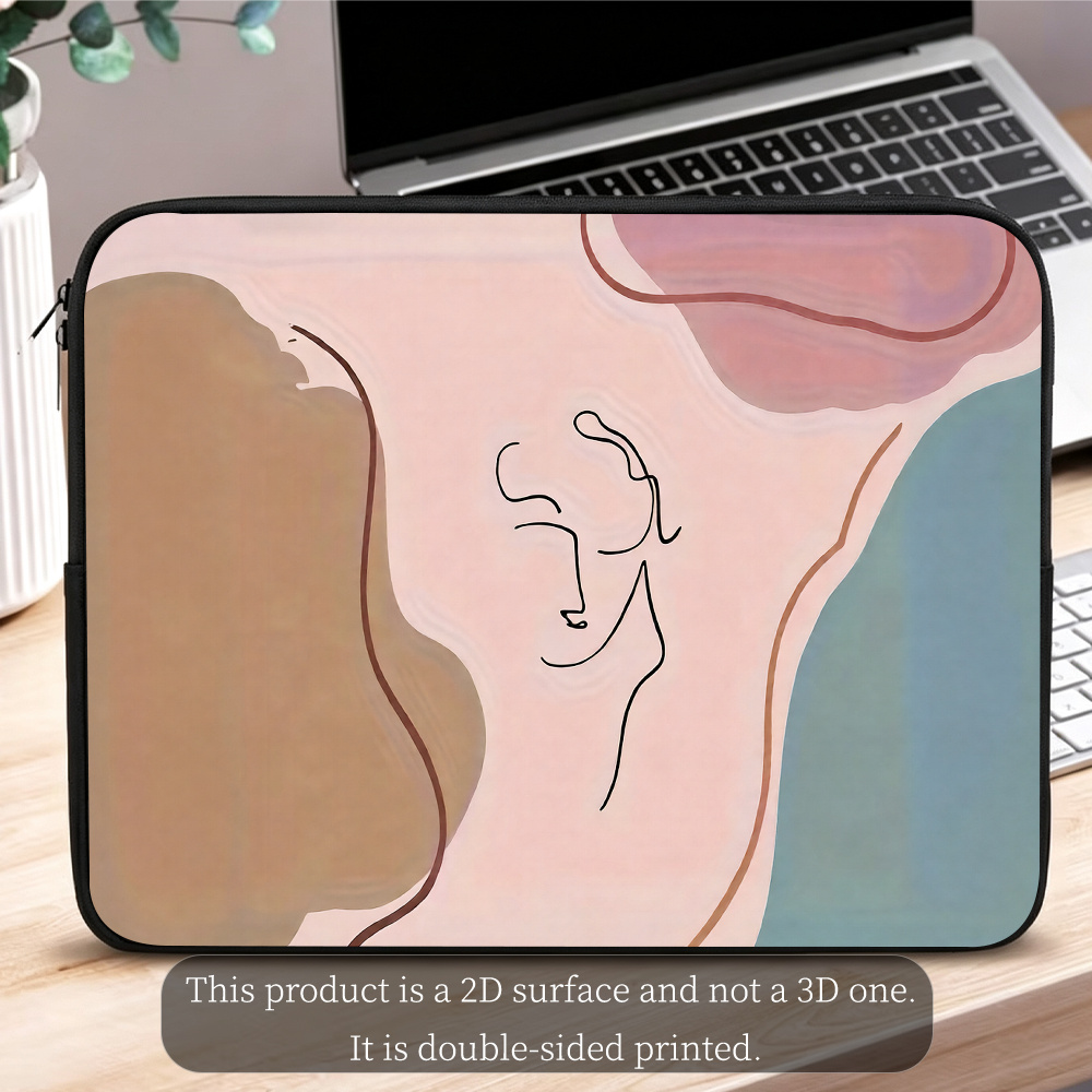 Minimalist Line Style Character Portrait Abstract Laptop Sleeve