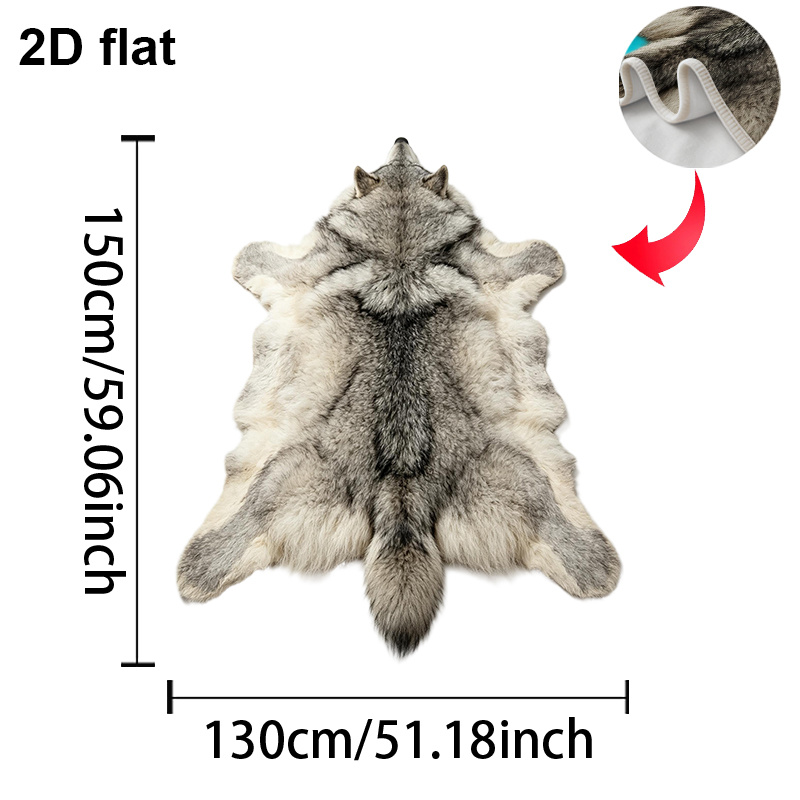 TEMU 2d Flat Multi- Creative Irregular Blanket, Gray Wolf Faux Fur Blanket - Suitable For Sofa, Outdoor, Camping, Living Room, Office, Chair, And Bed