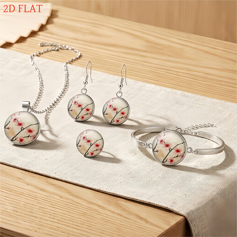 5pc Cherry Blossom Jewelry Set for Women, Elegant Daily Wear