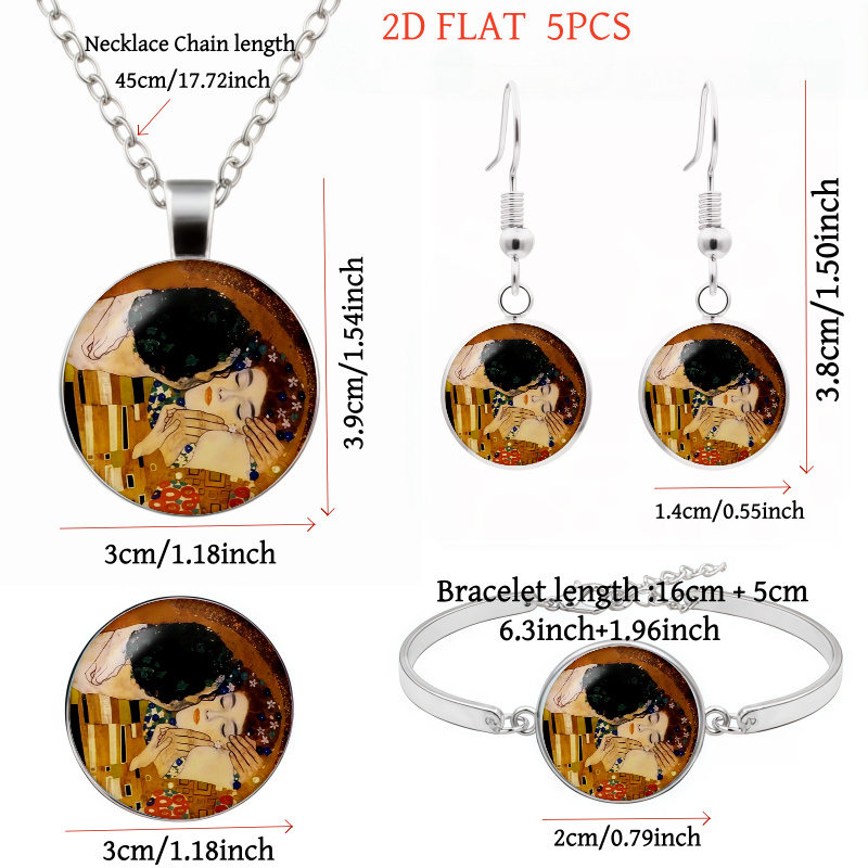 5pc Kiss-Themed Women's Jewelry Set with Necklace & Earrings