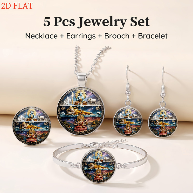 5pcs Hindu Deity Themed Women's Jewelry Set, Elegant Gift